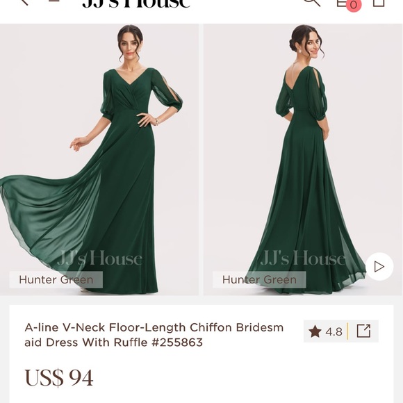 JJs House | Dresses | Nwt Jjs House Hunter Green Vneck Chiffon ...